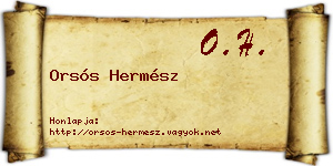 Orsós Hermész névjegykártya